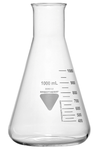 - JUSQU’À RUPTURE DE STOCK -  ERLENMEYER VERRE BOROSILICATE 3.3 COL LARGE ET GRADUATION CAPACITE 25 ML ( X 10 )